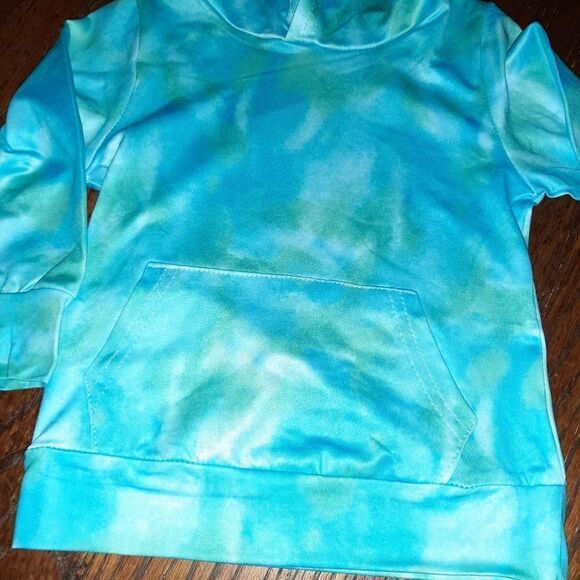 New Girls 90 2T/3T Blue Tye-Dye Marble Look Hoodie Pants Set Outfit Ligh… - Picture 3 of 5